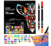 Marker with Head - 16.5 x 1 cm, Acrylic Paint Pens, Art Pens, 36 Double Headed Marker Set, Craft Supplies in 72 Colours with Brush and Fine Tips for Canvas, Stone, Wood, Ceramics