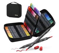 Markers for Adult Coloring Books: 60 Color Dual Tip Fine & Brush Pens - Water-Based Coloring Marker for Adults Drawing Sketching Bullet Journal Writing Lettering No bleeding