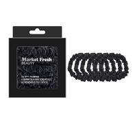 Market Fresh Beauty 100% Mulberry Silk Skinny Hair Scrunchies, 6 Pack - Silk Hair Ties for All Hair Types, Prevents Hair Breakage & Crease-Free Hold - Elegant Black