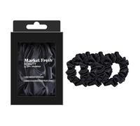 Market Fresh Beauty Mulberry Silk Hair Scrunchies, 3 Pack - Large Silk Scrunchies for All Hair Types, Prevents Hair Breakage & Crease-Free Styling - Luxurious Black