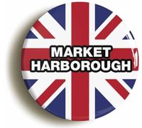 Market Harborough Union Jack Fridge Magnet (Circular 2inch / 50mm Diameter)