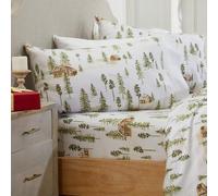 Market & Place 100% Cotton Full Flannel Sheet Set | 4 Piece Deep Pocket Novelty Cozy Winter Bed Sheets | Double Brushed for Extra Softness & Comfort | Alpine Collection (Full, Watercolor Forest)