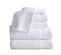 Market & Place 100% Cotton Waffle Textured 6 Piece Set | Super Soft Quick Dry Bath Towels | Decorative for Bathroom | 2 Bath, 2 Hand, 2 Washcloths | Belle Collection (White)