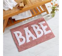 Market & Place Babe Bath Rug, Cute Bathroom Mat, Funny Bathroom Decor for Tub and Shower, Cotton Tufted Absorbent Bath Rugs, 20" x 30", Pink and White