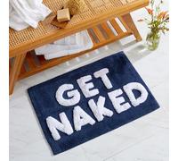 Market & Place Get Naked Bath Rug, Cute Bathroom Mat, Funny Bathroom Decor for Tub and Shower, Cotton Tufted Absorbent Bath Rugs, 20" x 30", Navy and White