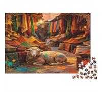 Market Sheep Exotic Carpet Bazaar 1000 Piece Jigsaw Puzzle Paper for Adults Bazaar Scene Puzzle Game Relaxation Focus Family Decor Gift 38x26cm/1000pcs