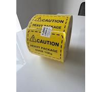 Market Square Heavy Package Warning Labels, Yellow Caution Stickers, Self-Adhesive, 1000 Labels per Roll, Over 15kg Weight Warning for Shipping and Handling