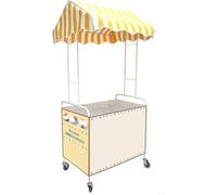 Market Stall Carts,Portable Foldable Metal Candy Cart with Wheels - Mobile Catering Stand for Outdoor Food Vending, Market Stalls & Parties - White, 110x65cm/43.3x25.6in