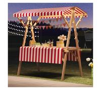 Market Stall Display Stand with Awning, Foldable Wood Street Food Cart for Farmers Market and Craft Shows