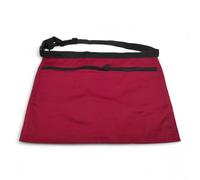 Market Stall Money Belt Waist Pouch Bag - 6 Pocket or 4 Pocket Trader Apron with Adjustable Strap, Secure Zipper Compartments, Durable Blue Denim Finish (Burgundy)