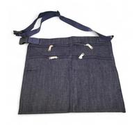 Market Stall Money Belt Waist Pouch Bag - 6 Pocket Trader Apron with Adjustable Strap, Secure Zipper Compartments, Durable Blue Denim Finish (Blue)