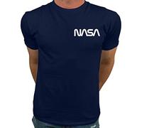 Market Trendz Official Logo NASA I Smaller Upper Left Chest Logo NASA T Shirts for Men - White - Large