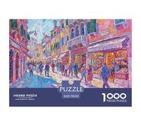 Market Wooden Jigsaw Puzzle Waterproof 1000 Piece Puzzles for Adults Gifts Fun Challenging Games