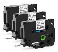 MarkField 3X TZe-141 Clear Compatible with Brother P Touch 18mm Label Tape | TZ-141 TZe141 Clear 18mm x 8m, 0.7" Laminated Black on Transparent Label, for Ptouch PT-550 900 D400 D450 D600 P700 2430PC