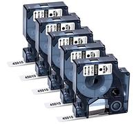 MarkField a45010 Label Maker Refills Compatible with Dymo D1 Clear Tapes 12mm x 7m S0720500 Black on Transparent, Compatible with Dymo LabelManager 160 280 220P 360D LabelPoint 100 150 350, 5-Pack