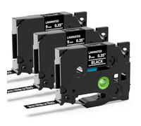 MarkField Compatible Laminated 9mm Label Tape Replacement for Brother P Touch TZ TZe-325 0.35" Label Maker Tape for PT-D200 H107B H105 H107 H101C H100LB/R 1000 1250 White on Black, 3 Pack