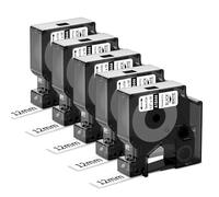 MarkField Compatible with Dymo Rhino Industrial Vinyl Labels 18444 | 12 mm x 5.5 m | Black Print on White | Self-Adhesive | Work for DYMO Rhino 5200 4200 6000 Industrial Label Maker | 5 Pack