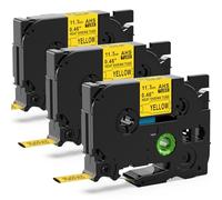 MarkField Heat Shrink Tube Label Print Tape Compatible with Brother P Touch HSe-631 HSe631 11.7mm Cassette Label Tape Black on Yellow for PT-E100 E110 E300 E550W D210 D410 H110 H107, 3 Pack