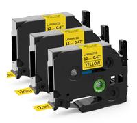 MarkField TZe-631 Yellow 12mm Compatible with Brother P-Touch Label Tape 12 mm 0.47 Laminated Black on Yellow Tape for Brother Label Printer PT-H110 E110 H100R H108 H101C H200 1000, 3-Pack