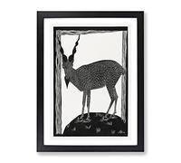 Markhor Goat Vol.1 By Samuel De Mesquita Classic Painting Framed Print | A2 Black Framed Wall Art | Ready to Hang | Classic Animal Picture | Living Room Bedroom Lounge Office