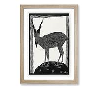 Markhor Goat Vol.1 by Samuel De Mesquita Framed Print | A2 Oak Framed Wall Art | Ready to Hang | Modern Animal Picture | Living Room Bedroom Lounge Office