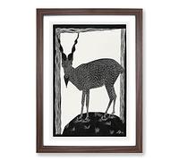 Markhor Goat Vol.1 by Samuel De Mesquita Framed Print | A2 Walnut Framed Wall Art | Ready to Hang | Modern Animal Picture | Living Room Bedroom Lounge Office