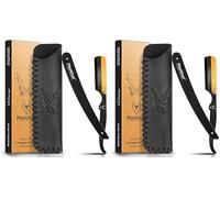 Markhor® Matte Black with 24K Gold Plated - Cut Throat Razor Kit - Mens Straight Razor, Barber-Grade Cutthroat Razor, Professional Straight Edge Beard Razor for a Clean & Precise Shave (Pack of 2)