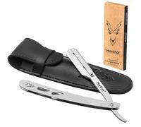 MARKHOR® Silver- Cut Throat Razor Kit - Mens Straight Razor, Barber-Grade Cutthroat Razor, Professional Straight Edge Beard Razor for a Clean & Precise Shave (Silver)