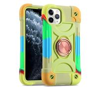 MARKILL Compatible with iPhone 11 Pro Max Case 6.5 Inch with 360°Rotate Ring Stand, Military Grade Drop Protection Full Body Rugged Heavy Duty Case 3 in 1 Protective Durable Cover. (Rainbow Green)