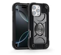 MARKILL Compatible with iPhone 16 Pro Max Case 6.9 Inch with Ring Stand, Heavy-Duty Military Grade Shockproof Phone Kids Cover for iPhone 16 Pro Max Black