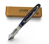 Marking Knife - Long Neck Thin Blade Scribing Tool with Dual Grooves for Woodworking | Damascus Steel Double-Beveled Blade for Precision Wood Carving & Fine Line Marking in Narrow Grooves