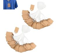 Marking Tags Kraft Price Tags,200 Pcs Price Tags with String Attached Writable Brown Kraft Paper Tags with Jute Twine Hang Tag for Clothing Jewelry Blank Merchandise(1.5 x 2.5 cm)