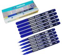 MARKLINE Permanent Marker Pens, Extra Fine Tip, BLUE, Pack of 10, CD DVD OHP Markers, Write-4-All, Quick Dry, Waterproof Ink, iZOFAX Black Ball Pen