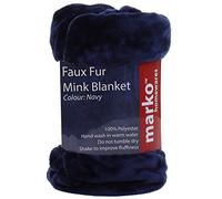 marko homewares Single 125cm x 150cm Large Mink Blanket Faux Fur Throw Fleece Sofa Bed Soft Warm Luxury Blanket (Navy)