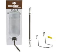 Marko Pet Accessories 750ml Glass Pet Water Bottle Large Feed Dispenser with Cage Mounting Kit Rabbit Guinea Pig Chew Proof Small Animal Drink Feeder