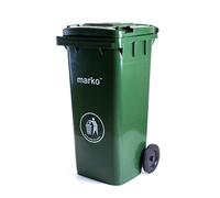 Marko Wheelie Bin 120L Household Council Rubbish Recycling Green/Grey Outdoor Waste (Green)