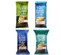 Marks & Spencer All Butter Cookies Bundle 4 pack | 1 x Pistachio & Almond | 1 x Belgian White Chocolate | 1 x Pistachio & Almond | 1 x Belgian Chocolate Chunk & Hazelnut Cookies | 1 x Stem Ginger