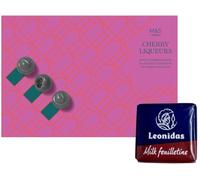 Marks & Spencer : M&S Cherry Liqueurs - Whole Cherries Soaked in Liqueur & Covered in Rich Dark Chocolate 250g with Thank you card and Leonidas Chocolate | Christmas | Valentines (1Box)
