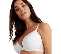 Marks & Spencer Women's Lace Trim Under Wired Padded Plunge Bra, White, 36A