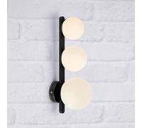 Markslöjd Bathroom wall light Puro black 3-bulb glass