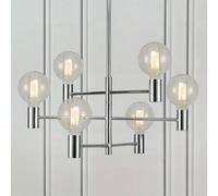 Markslöjd Capital pendant light, chrome, 6-bulb