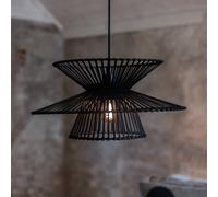 Markslöjd Duplici hanging light, black, bamboo, Ø 57 cm, E27