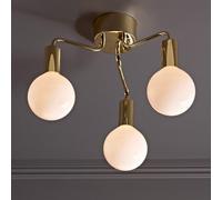 Markslöjd History ceiling light, 3-bulb, brass-coloured, glass