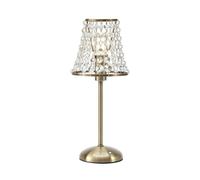 Markslöjd Liora table lamp, antique brass/clear, dimmable, charging station