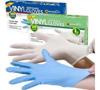Marksman 100 Powder Free Or Powdered Vinyl Disposable Gloves Work Garage Medical Examination Clear, Medium