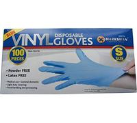 Marksman 100 Powdered Latex fFree Vinyl Single use Gloves, Small (S) Blue 63074c