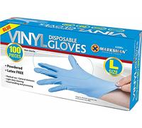 Marksman 100 x Vinyl Disposable Gloves, LARGE NON-Powdered Blue