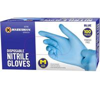 Marksman 100Pc Disposable Nitrile Gloves Blue Powder Free Medium