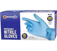 Marksman 100Pc Extra Large Disposable Nitrile Gloves Powder Free Blue