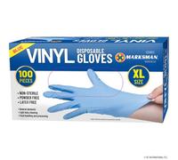 Marksman 100Pc Extra Large Disposable Vinyl Gloves Blue Powder Latex Free Multi Purpose